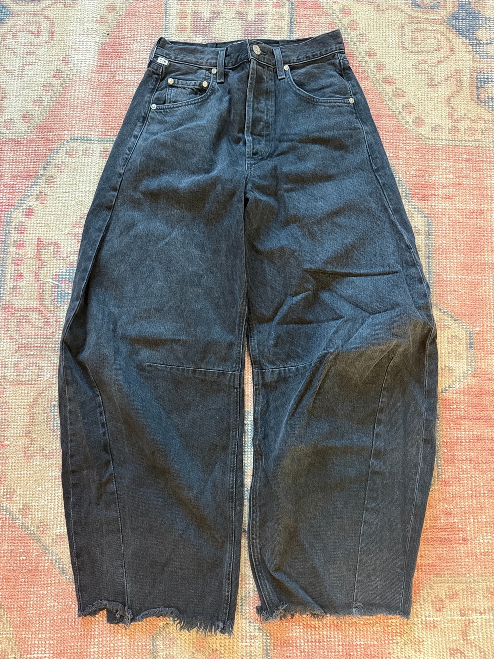 Citizens of Humanity Wide Barrel Leg Black Denim Jeans